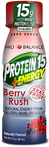 ProBalance el deporte Original de la proteína bebe tiro, proteína 15 Gram + energía baya Conde Rush 24