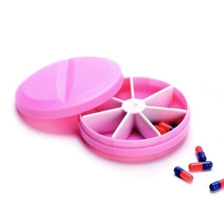 OTOTO diseño pastillero - píldora de gran tamaño compacto forma caja contenedor dividida a 7 (rosa)