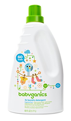 Babyganics 3 X detergente de bebé, sin perfume, 60 onza líquida