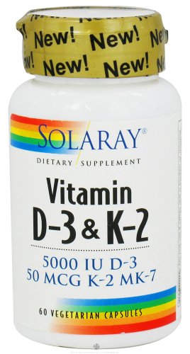 Solaray vitamina D-3 y K-2 - 60 cápsulas vegetarianas