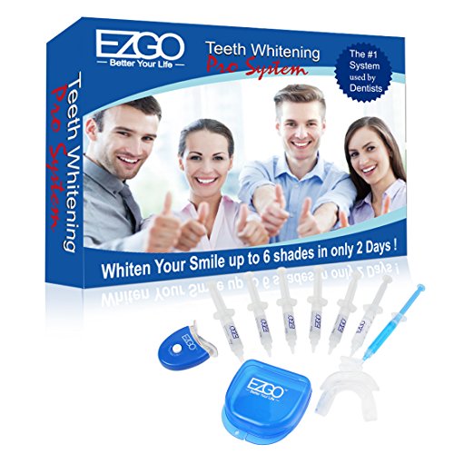Casa de EZGO dientes profesionales que blanquean el Kit 6 XL que blanquean el Gel, Gel de remineralización con luz, bandeja de la boca y aplicador de Gel-dientes blanqueamiento Kit 60 tratamientos