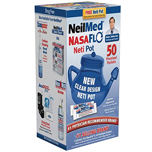 NeilMed NasaFlo vasija irrompible con 50 premezclado paquetes