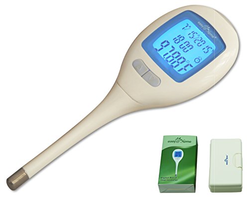 Easy@Home termómetro Basal Oral, retroiluminado LCD exhibición, 1/100th de un grado de precisión, libre tabla de temperatura Basal del cuerpo para el seguimiento de la ovulación, alarma despertador configuración, realización de la prueba y fiebre