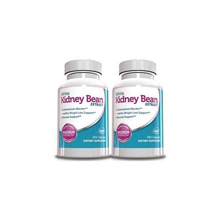Pack de 2 Extracto de Frijol Blanco Kidney Bean 1000mg 200 caps Bloqueador de carbohidratos y supresor del apetito