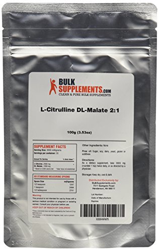 BulkSupplements Pure L-citrulina malato DL 2:1 polvo (100 gramos)