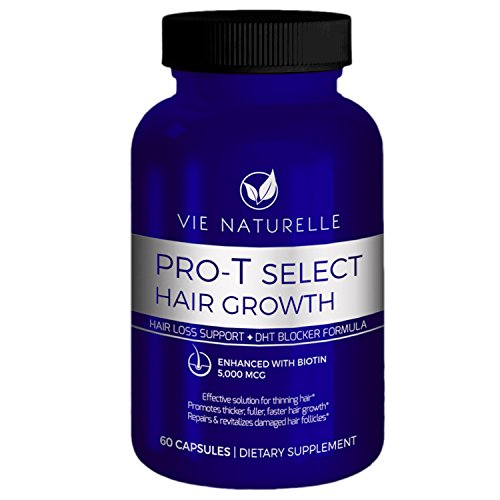 Vie Naturelle pelo pérdida vitaminas suplemento para crecimiento del pelo rápido - bloqueador de DHT con 5, 000mcg biotina para mujeres y hombres - 60 pequeñas píldoras (suministro para 30 días)