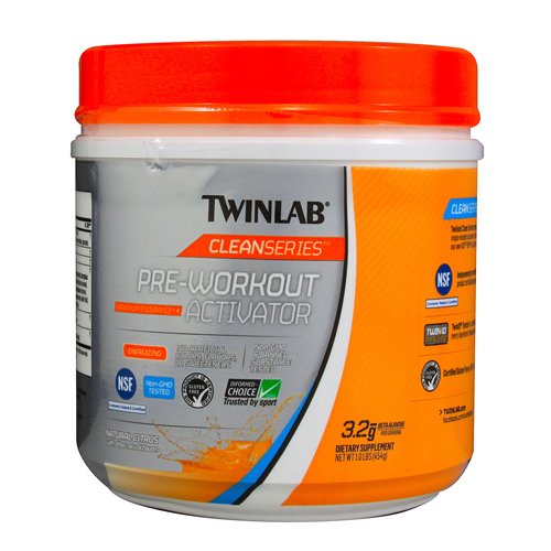 Twinlab serie limpios activador pre-entrenamiento sabor cítrico, 454 gramos