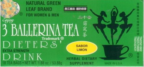3 ballerina Tea Extra Strength todos dieta Natural bebe (sabor limón) - 18 bolsas de té (1,88 Oz)