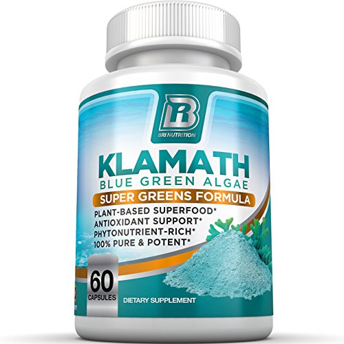 BRI nutrición Klamath azul algas verdes - más efectiva que la espirulina o la Chlorella - de la fuente limpia pura del lago Klamath, cápsulas de Gel 500mg 60ct