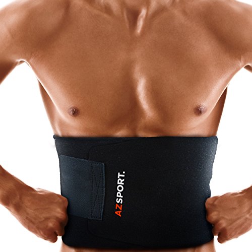 AZSPORT cintura altura - ajustable Ab Sauna Belt para arrojar el exceso peso de agua y tonificar la sección media. Negro Color - ajustes de un tamaño hasta de 50 pulgadas