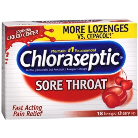 Chloraseptic el dolor de garganta Las pastillas de cereza 18 Cada (paquete de 6)