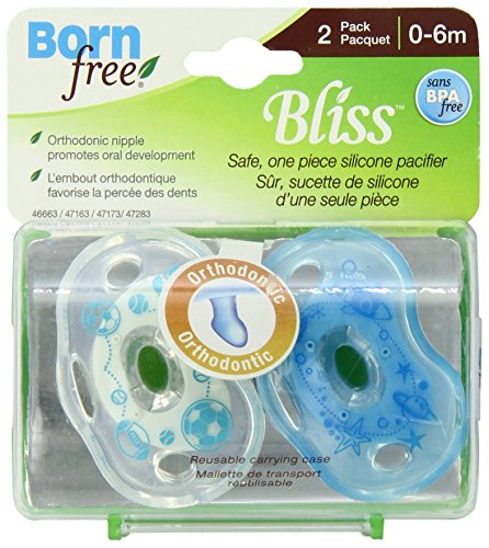Chupete ortodóntico nacido libre BPA-libre Bliss, azul, 0-6 M
