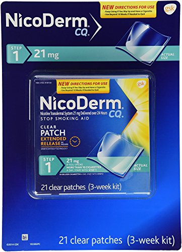 NicoDerm CQ paso 1 - Kit de 3 semanas - 21 claramente los parches de nicotina 21 mg