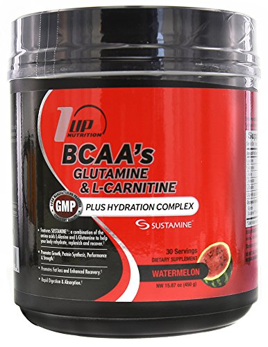1 para nutrición de BCAA glutamina y L-carnitina + hidratación complejo 30 porciones sandía