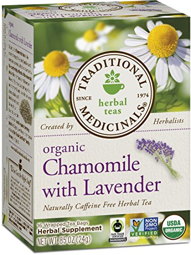 Medicinales tradicionales manzanilla orgánica con té de lavanda, 16 bolsas de té (paquete de 6)