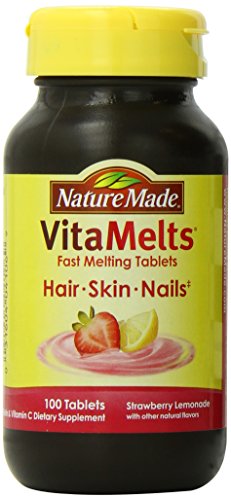 Naturaleza Vitamelts cabello-piel-uñas tabletas, vitamina C + biotina, limonada fresa, cuenta 100