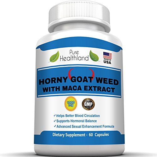 Horny Goat Weed con píldoras de suplemento de extracto de raíz de Maca. 1000mg de polvo de Horny Goat Weed y 250mg polvo de raíz de Maca. Mejor energía Natural testosterona y refuerzo de Libido para hombres y mujeres.