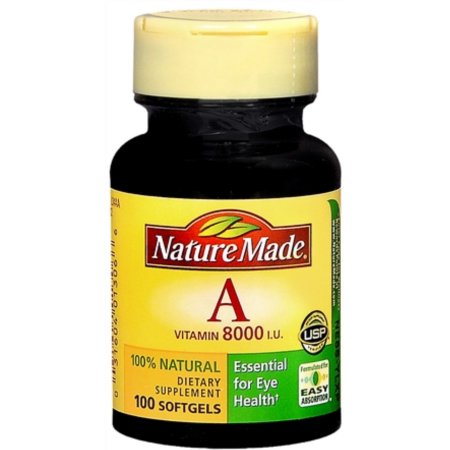 6 Pack - Vitamina A Nature Made UI 8000 Cápsulas 100 cápsulas de gel