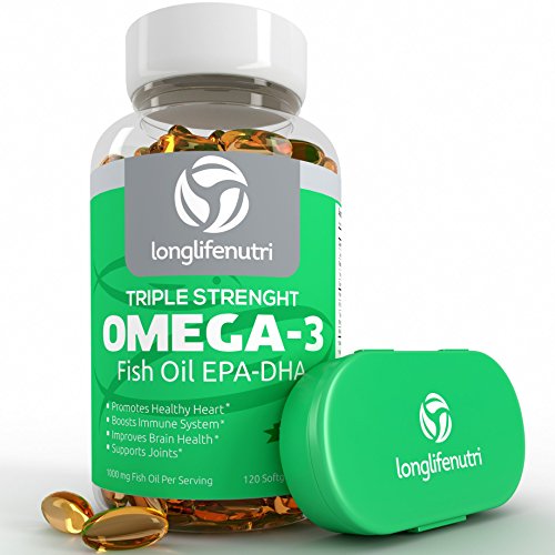 Aceite de pescado omega 3 pastillas | 120 | Triple fuerza los ácidos grasos esenciales | ALTO DHA & EPA | No hay olor a pescado | Salud del corazón | Apoyo inmune | Suplementos naturales 100% | Made In USA | Las algas nórdico Omega-3
