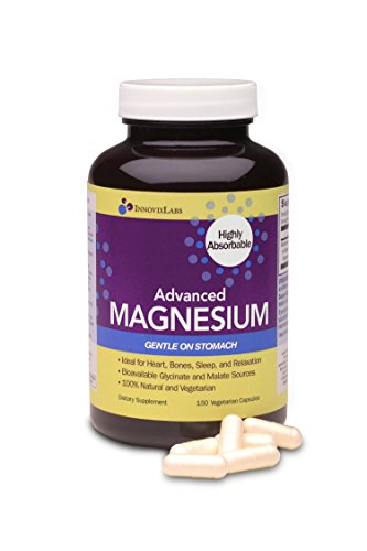 MAGNESIO avanzada (por InnovixLabs). Altamente biodisponible bisglicinato + fórmula malato, 150 Cápsulas vegetarianas. 200 mg de magnesio por porción.
