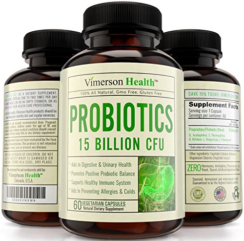 100% todo Natural probióticos 15 millones UFC por cápsula (hasta 45 mil millones CFU / día) ayuda a mejorar digestivo, urinario y sistema inmune. Promueve el Balance positivo de probiótico y mejor absorción de nutrientes
