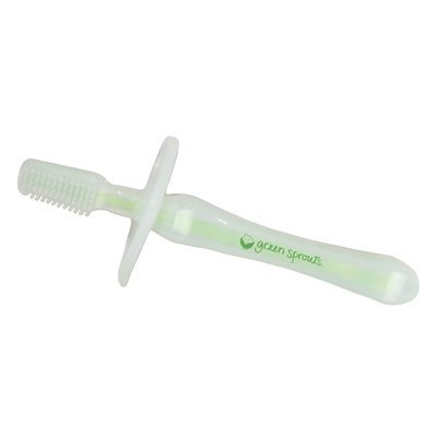 Verde brotes de silicona bebé cepillo de dientes - 1 cepillo de dientes por juega.