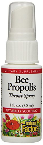 Factores naturales Bee Propolis Spray para la garganta, 1 onza líquida