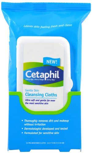 Suave de Cetaphil piel limpieza paños, cuenta 25 (paquete de 3)