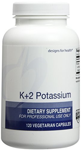 Diseños para salud K + 2 cápsulas vegetarianas de potasio, 300mg, 120 cuenta