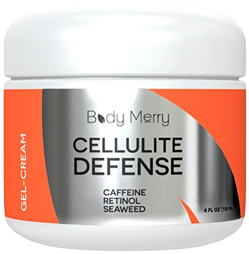 Defensa Gel-crema de celulitis - reduce la apariencia de la celulitis con cafeína, Retinol y algas - mejor loción para el cuerpo reafirmante y tonificante - 4 oz - cuerpo feliz