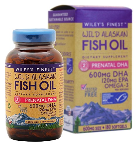 Wiley de - aceite de pescado salvaje de Alaska: Prenatal DHA DHA - Omega 3 suplemento - de 600mg 180 cápsulas