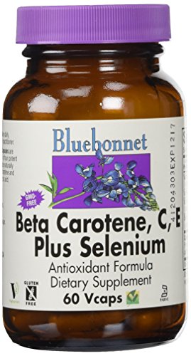 BlueBonnet Beta caroteno C y E y selenio cápsulas vegetarianas, cuenta 60