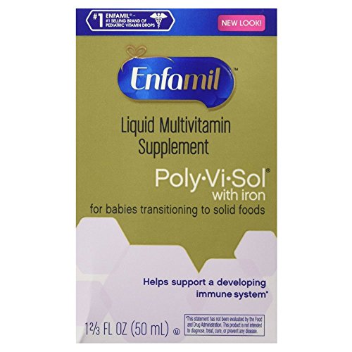 Enfamil Poly-Vi-Sol gotas de suplemento multivitamínico con hierro para bebés y niños pequeños, 50 mL