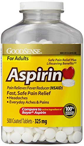 Revestido de GoodSense tabletas analgésicas aspirina, 325 mg, 500 Conde