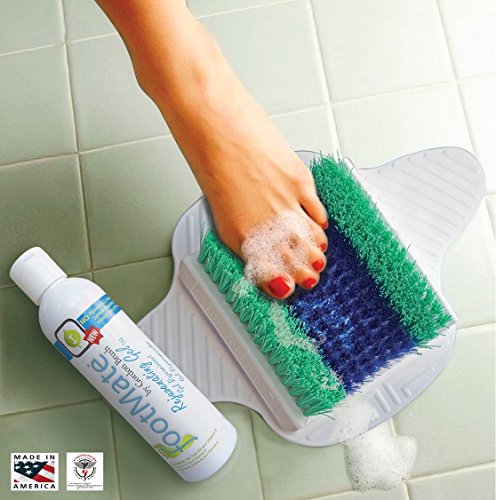 El sistema FootMate - masajeador de pies y depurador para bañera y ducha con rejuvenecedor pie Care Gel para masaje relajante (exclusivo blanco y azul)