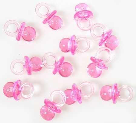 Chupetes de bebé acrílico rosa pequeño para decorar bebé ducha favores - 144 piezas - tamaño: 1/2 "X 3/4"