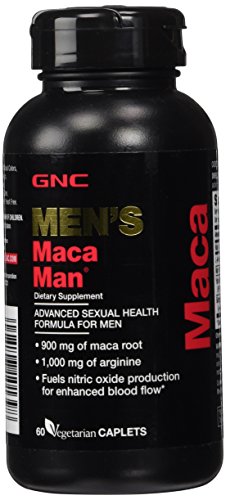 GNC Maca hombre 60 cápsulas vegetarianas 900mg de raíz de mac, 1, 000mg de arginina