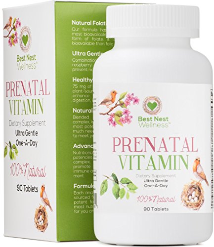 La mejor vitamina Prenatal, uno un día, el alimento base, cuenta 90, rica en enzimas, probióticos y hierbas orgánicas, metilfolato (ácido fólico) y metilcobalamina (B12), 100% Natural