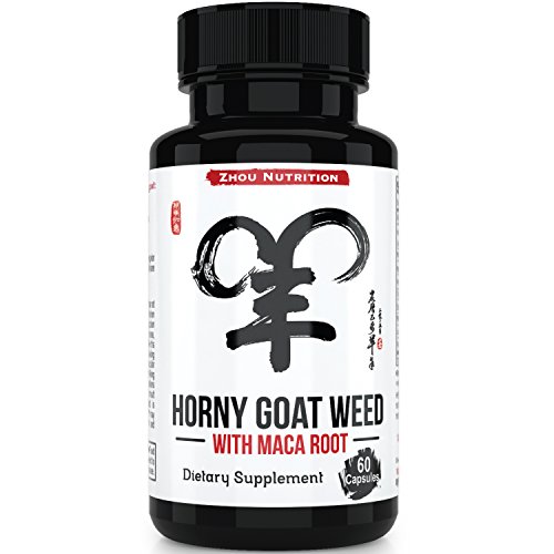 Horny Goat Weed extracto raíz de Maca para mayor rendimiento y el deseo - Natural Libido Boost para hombres y mujeres - 1000mg Epimedium &amp; Icariins 10mg por porción - aumentar energía y foco - 60 cápsulas