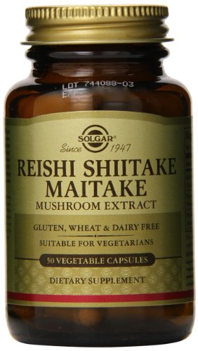 Solgar Reishi Shiitake Maitake hongo extracto cápsulas vegetales, cuenta 50