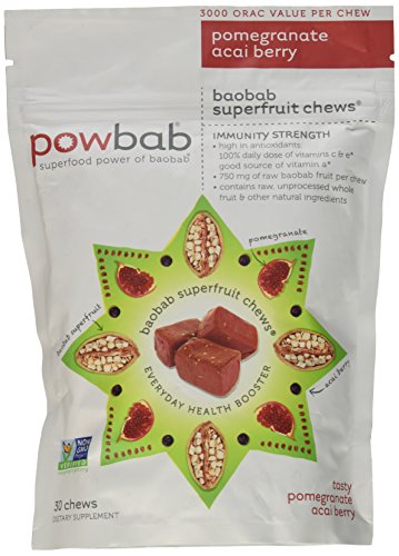 Baobab superfruta mastica ® by powbab - baya de Acai Granada de crudo antioxidante Baobab súper alimento, aumento de la inmunidad, de 750mg, 30 tabletas