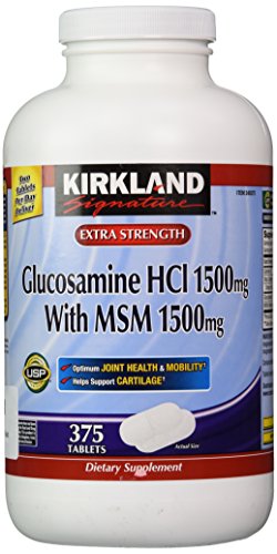 Kirkland Signature fuerza adicional glucosamina HCI 1500mg, con MSM 1500 mg, 375-cuenta tabletas