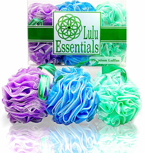 Mejor valorados - esponja de calidad Premium (Pack 6) por Lulu Essentials:: Luffas Lulu se diseñan mejor, más grande y último más de largo que la esponja de ducha media