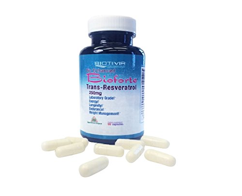 Biotivia Resveratrol Bioforte 250mg, suplemento de Resveratrol de amplio espectro, cápsulas, frasco de 60 cápsulas