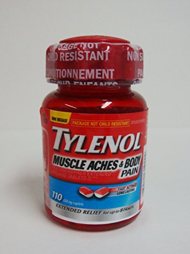 DOLORES musculares de TYLENOL y alivio del dolor corporal hasta 8 horas de dolores musculares, dolor de cuerpo y menstruales calambres 650 mg 110 cápsulas