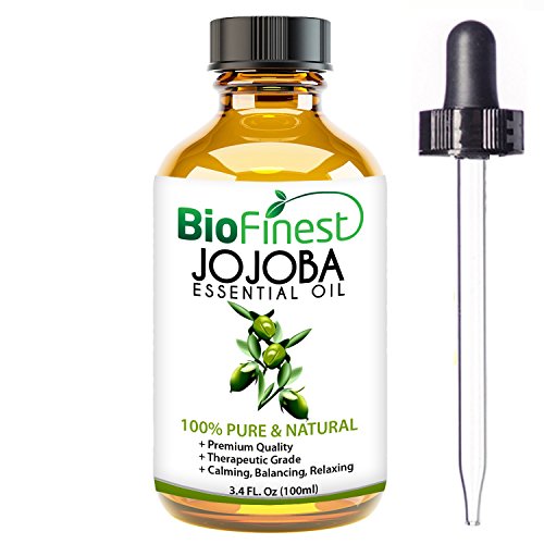 Aceite de Biofinest Jojoba - 100% puro prensado en frío sin refinar-certificación orgánica - Premium grado - mejor crema hidratante para la cara, uñas, cabello y piel - cristal sin gotero - 100ml (3.4 fl. Oz)