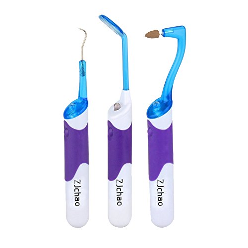 ZJchao 3 en 1 higiene Dental Oral LED profesional limpieza Kits de herramientas - LED Dental espejo placa quitar dientes mancha borrador