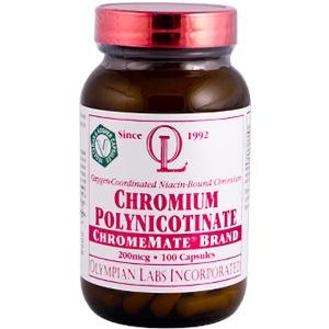 OLYMPIAN LABS, 200mcg de cromo polinicotinato ChromeMate - 100 caps