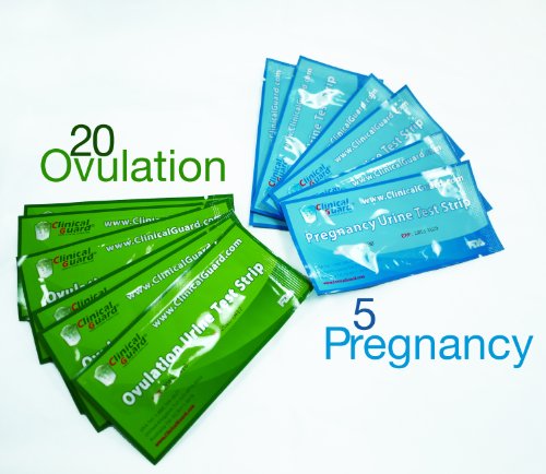 ClinicalGuard 20 tiras de prueba de ovulación y Test de embarazo 5 tiras Combo