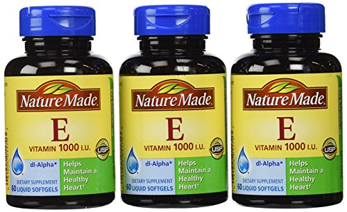 Naturaleza vitamina E 1000 IU, 60 cápsulas (paquete de 3)